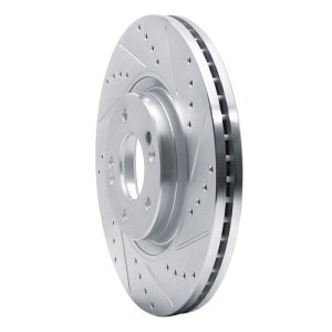 Kia Cadenza Brake Rotor (1) - Front Right - R1 Concepts - Drilled & Slotted - Silver - `17-`20